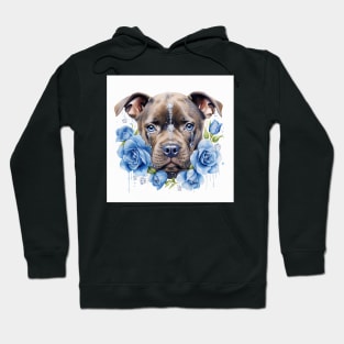 Staffy And Blue Roses Hoodie